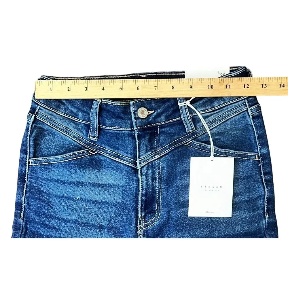 NWT KanCan High Rise Flare Leg Raw Hem Jeans 5/26X33 - Picture 2 of 9